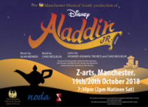 Promotional flyer for Aladdin by Manchester Musical Youth Juniors.