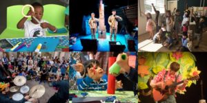 collage of photos of events from summer 2018 programme at Z-arts