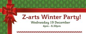Z-arts Winter Party, red ribbon border