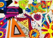 Lead image for Mix It Up project. Variety of colourful artwork photographed from above