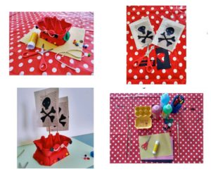 Lead image for making your own Captain LaPlank pirate ship. Collage of images of step by step tutorial.