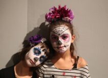 Two Girls in Day of the Dead costume