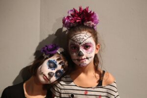 Two Girls in Day of the Dead costume