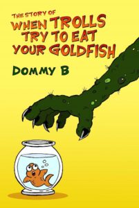 Troll hand reaching for goldfish bowl