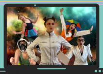 Image of futuristic women against a space backdrop