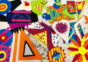 Lead image for Mix It Up project. Variety of colourful artwork photographed from above