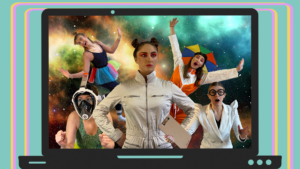 Image of futuristic women against a space backdrop
